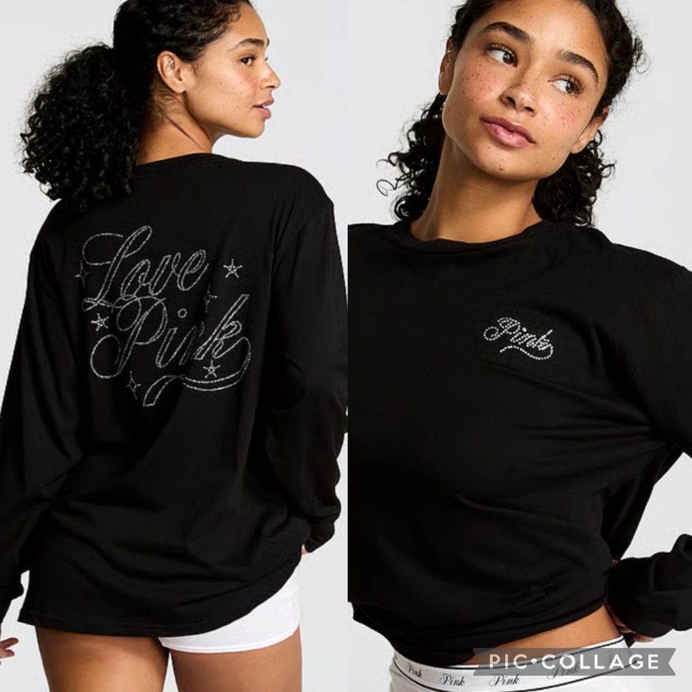 PINK Victoria's Secret Black Long Sleeve Tee